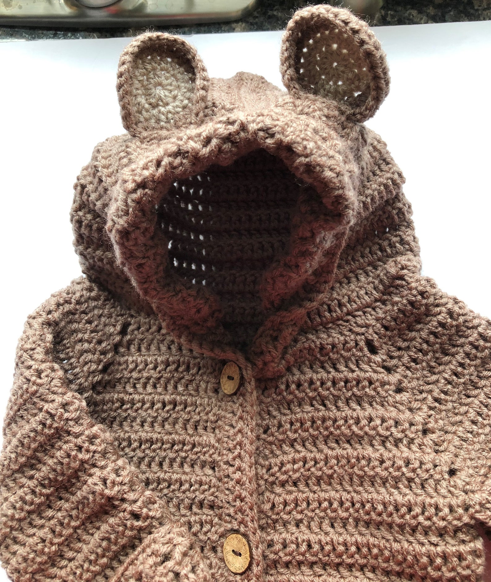 Baby hoodie sweater with Bear ears Etsy