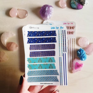 Blue Watercolor Washi Tape Stickers  Bullet Journal Supplies Planner Stickers Scrapbook Decorative Strips  Journaling Accessories