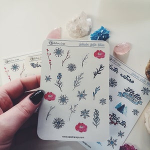 Winter Nature Watercolor Stickers  Handmade Planner Stickers Bullet Journal Supplies Seasonal Scrapbook Stickers Winter Aesthetic Decor
