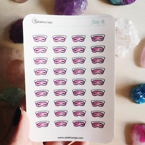 Watercolor Sleep Eye Mask Stickers  Self Care & Sleep Tracker Stickers for Journaling Bedtime Routine Wellness Planners