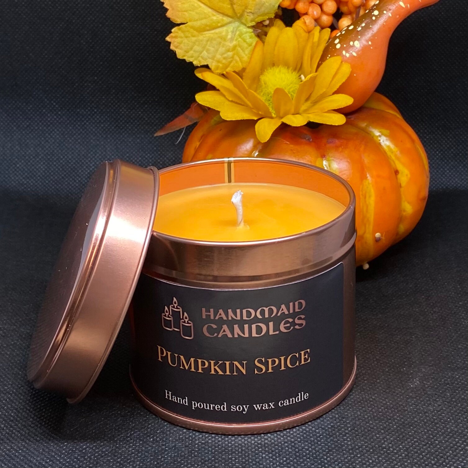 Pumpkin Spice Scented Candle. Handmade Soy Wax Candle Tin Etsy