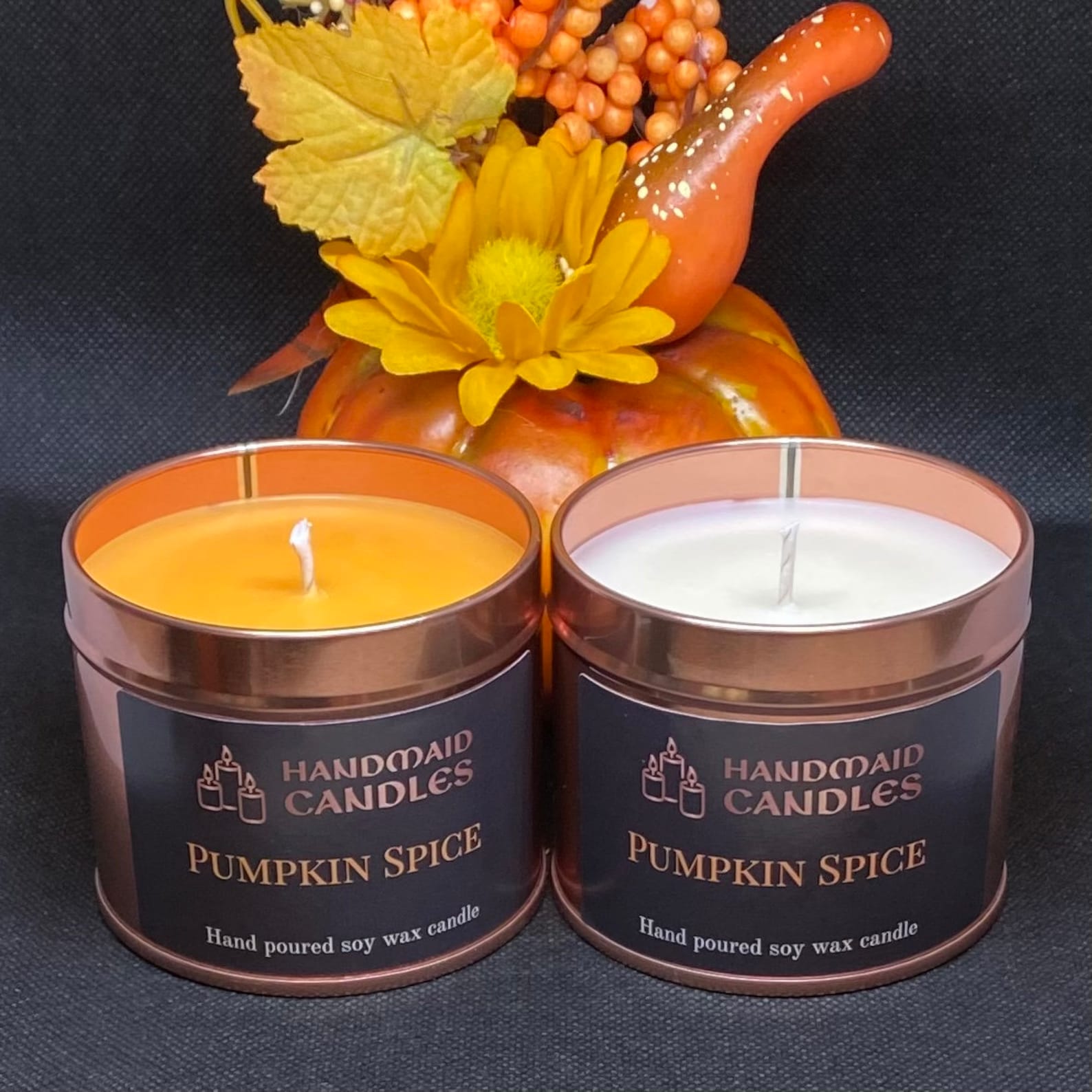 Pumpkin Spice Scented Candle. Handmade Soy Wax Candle Tin Etsy