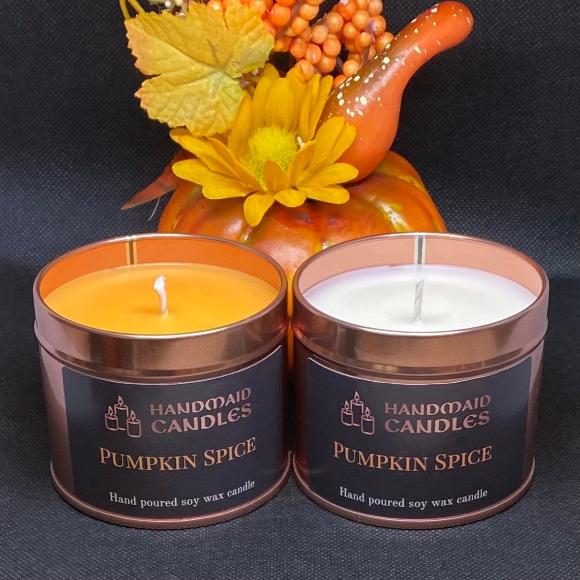 Pumpkin Spice Scented Candle. Handmade Soy Wax Candle Tin Etsy