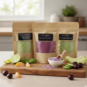 Set of 3 Fruit Scented Simmering Granules, Gift Set of 3 x 100g bags of Simmering Crystals, 300g of Scented Sizzlers, Birthday Gift for Her