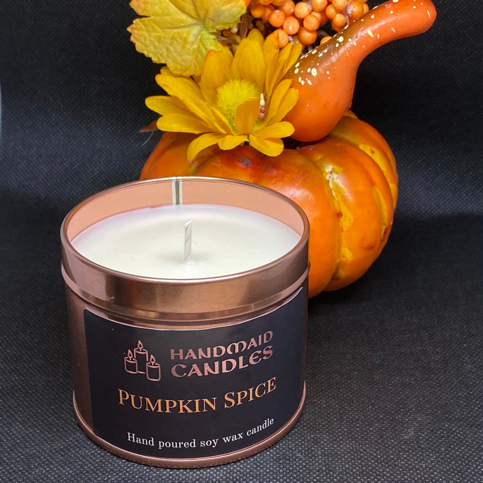 Pumpkin Spice Scented Candle. Handmade Soy Wax Candle Tin Etsy UK
