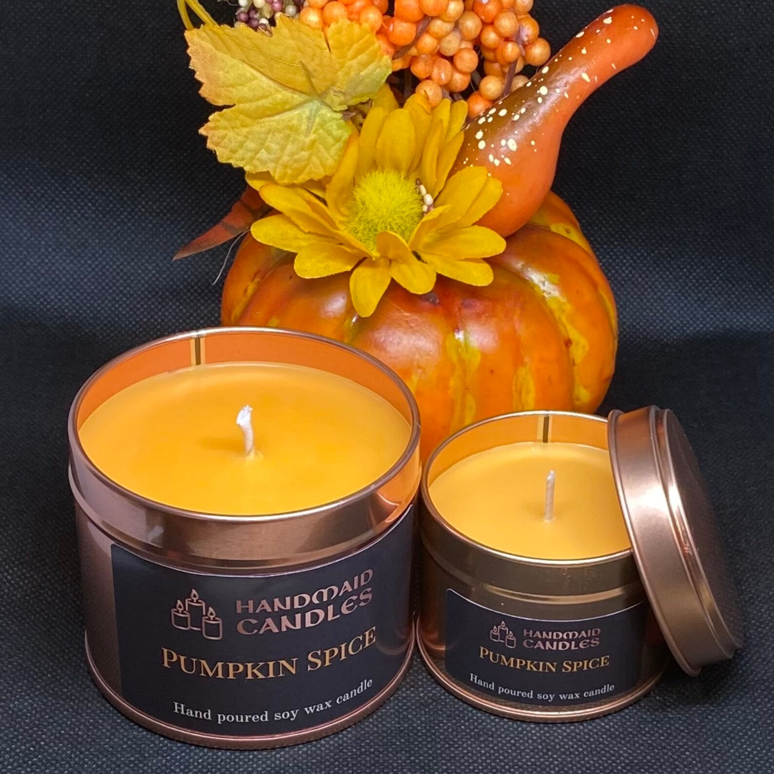 Pumpkin Spice Scented Candle. Handmade Soy Wax Candle Tin Etsy UK