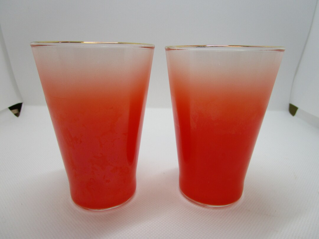 Vintage Blendo Red Frosted Juice Glasses Etsy