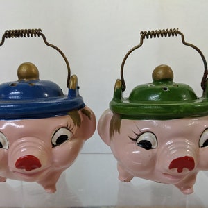 Vintage Japan Pig Kettle Salt & Pepper Shakers