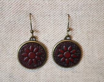 Pendiente de colgante de cuero rojo