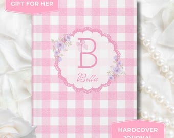 Personalized Gingham Monogram Journal: Shabby Chic Notebook Gift