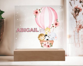 Hot Air Balloon Personalized Nightlight for Nursery | Baby Shower Gift | Custom Nursery Decor