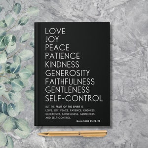 Frucht des Geistes Hardcover-Notizbuch, personalisiertes Hardcover-Notizbuch, Galater 5: 22-23, Konfirmationsgeschenk, Pfingsten, Gebetstagebuch