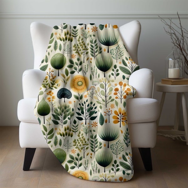 Botanical Blanket, Garden Lover Gift, Botanical Gift, Soft Cozy Throw Blankets, Cottagecore Decor, Fleece Blanket, Gardener Gift