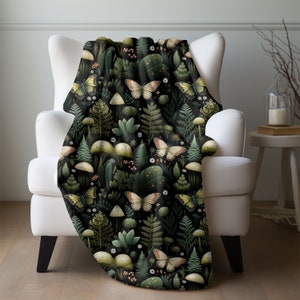 Mushroom Throw Blanket, Cottagecore Decor, Sofy Cozy Blanket, Cottagecore Mushroom Blanket, Gift for Her, Mushroom Gift, Forestcore Blanket