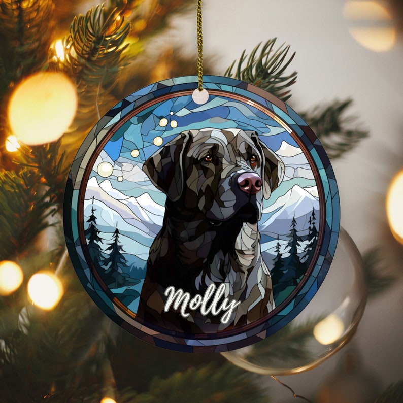 Personalized Black Lab Ornament Black Lab Ornament Custom Christmas Ornament Dog Lovers Keepsake Christmas Gift image 1
