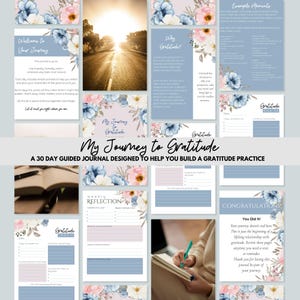 My Journey to Gratitude – 30-Day Guided Journal Printable | Daily Gratitude Challenge | Mindful Reflection Workbook | Self-Care PDF