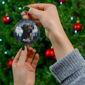 Personalized Black Lab Ornament Black Lab Ornament Custom Christmas Ornament Dog Lovers Keepsake Christmas Gift image 2