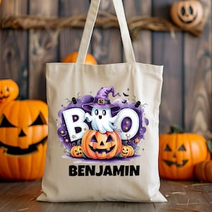 Sacolas personalizadas para doces ou travessuras, sacola de Halloween, sacola infantil para doces ou travessuras, sacola de doces de Halloween, presente de Halloween para crianças, bolsa personalizada para doces ou travessuras
