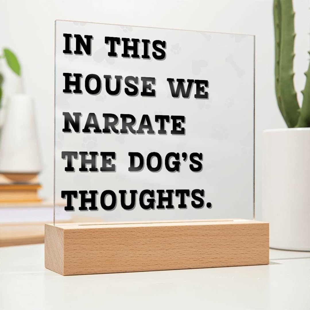Dog Kissenbezug „In This House We Narrate The Dog's Thoughts“ - 45x45 Cm, Flanell, Mit Reißverschluss