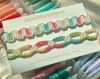 Summer Friendship Bracelet Set • VSCO flower bracelet and wave set stack