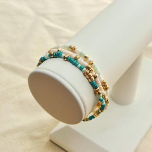 Gold Bead Stacking Bracelets | Seed Bead Bracelets, Gold Bracelet Stacks, 14k Gold Filled Bracelets, Minimalist Layering Bracelet