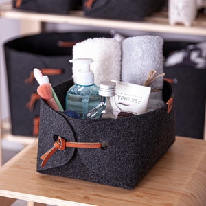 4 Pack - Sculpted Felt Storage Bins with Lids & Dividers