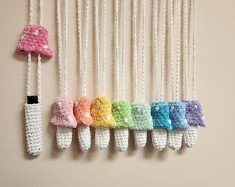 Rainbow velvet mushroom stiiizy holder and necklace, handmade stiiizy vapepen holder