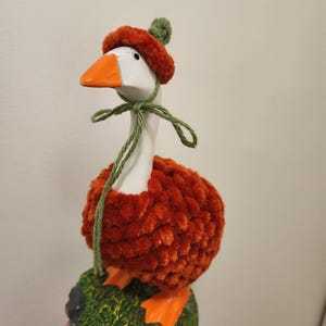 Desk goose burnt orange pumpkin costume, cute desk goose pumpkin outfit, handmade pumpkin outfit for a desk goose