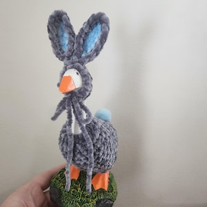Déguisement de lapin de Pâques gris oie de bureau, jolie tenue de lapin de bureau en velours gris oie, tenue de lapin faite main pour une oie de bureau