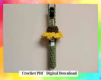 Sunflower slim vapepen crochet PATTERN, PDF DIGITAL download, instructions on how to make yourself a crocheted sunflower vapepen holder