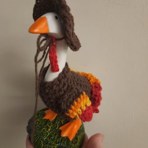 Déguisement de dinde marron avec oie de bureau, tenue de dinde d&#39;oie de bureau mignonne, tenue de dinde faite main pour une oie de bureau, tenue d&#39;oie de bureau de Thanksgiving