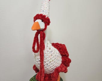 Desk goose birthday hat and dress set, cute desk goose decoration, handmade birthday hat and dress for a desk goose