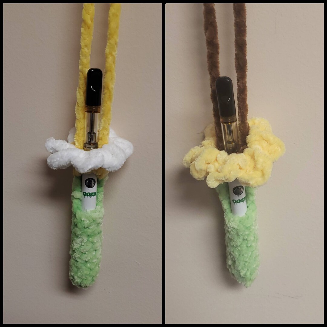 Soft Velvet Sunflower Daisy Vape Pen Necklace Holder, Velvet Vape