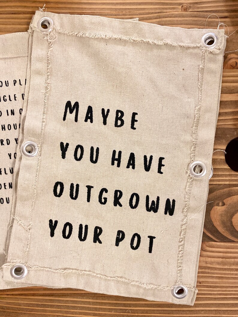 Industrial Boho Eclectic Plant Saying Drop Cloth Grommet Wall Etsy