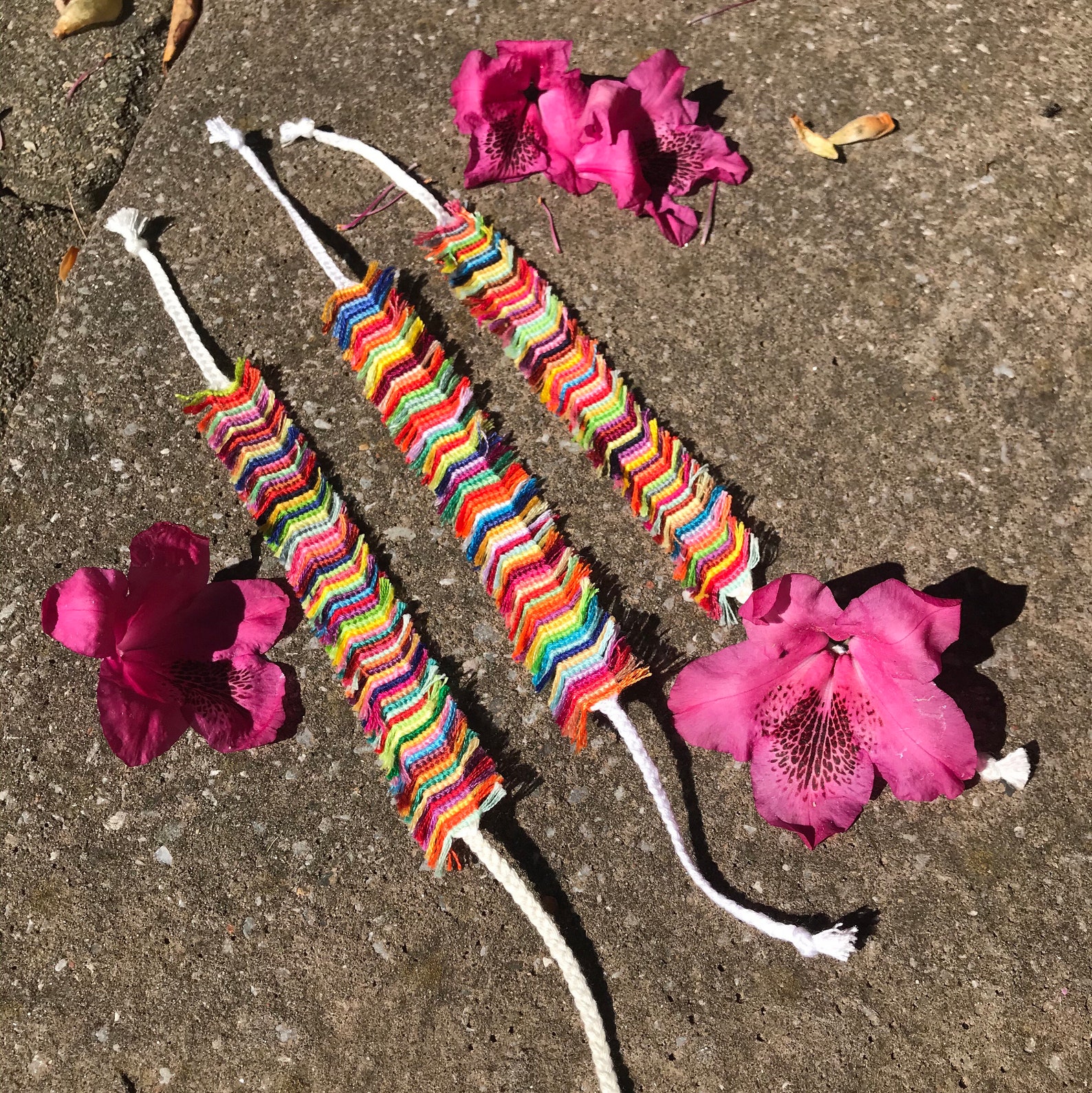 Knotted/Woven Rag Rug Friendship Bracelet Rainbow Recycled Etsy