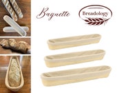 Long Banneton Bread Proofing Basket with Linen Handcrafted Proofing Rattan for French Baguette Yeasted or Sourdough Bread Baking