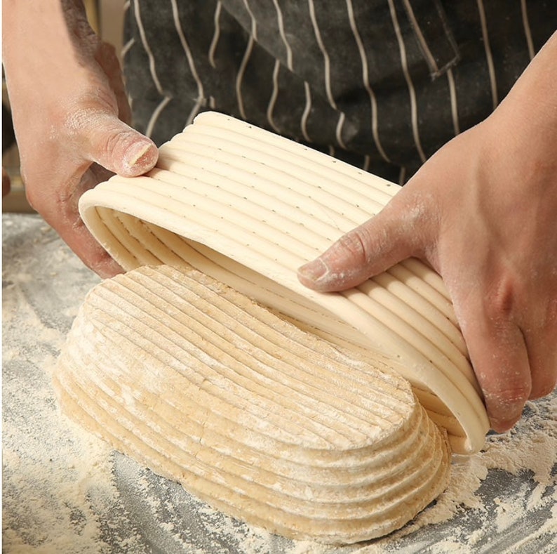 Oval Batard Bread Proofing Basket with Linen for Etsy