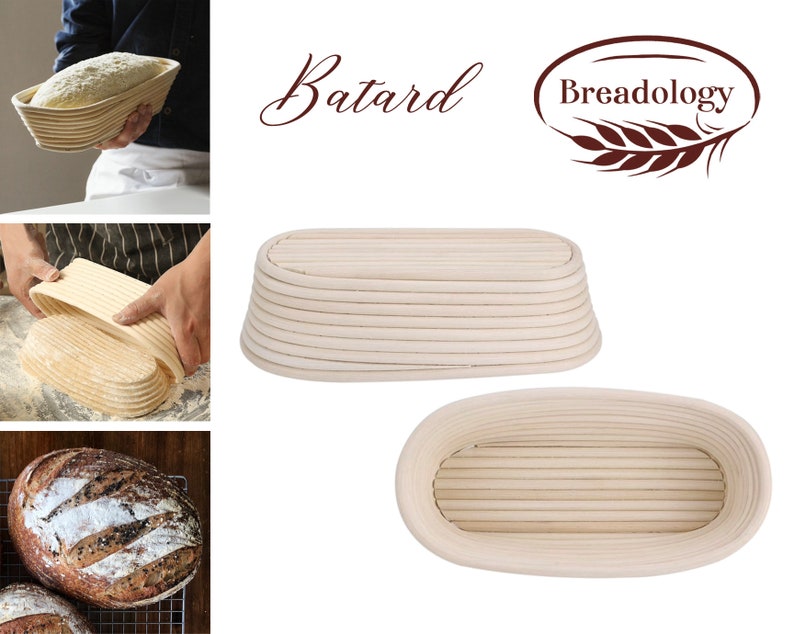 Oval Batard Bread Proofing Basket with Linen for Etsy