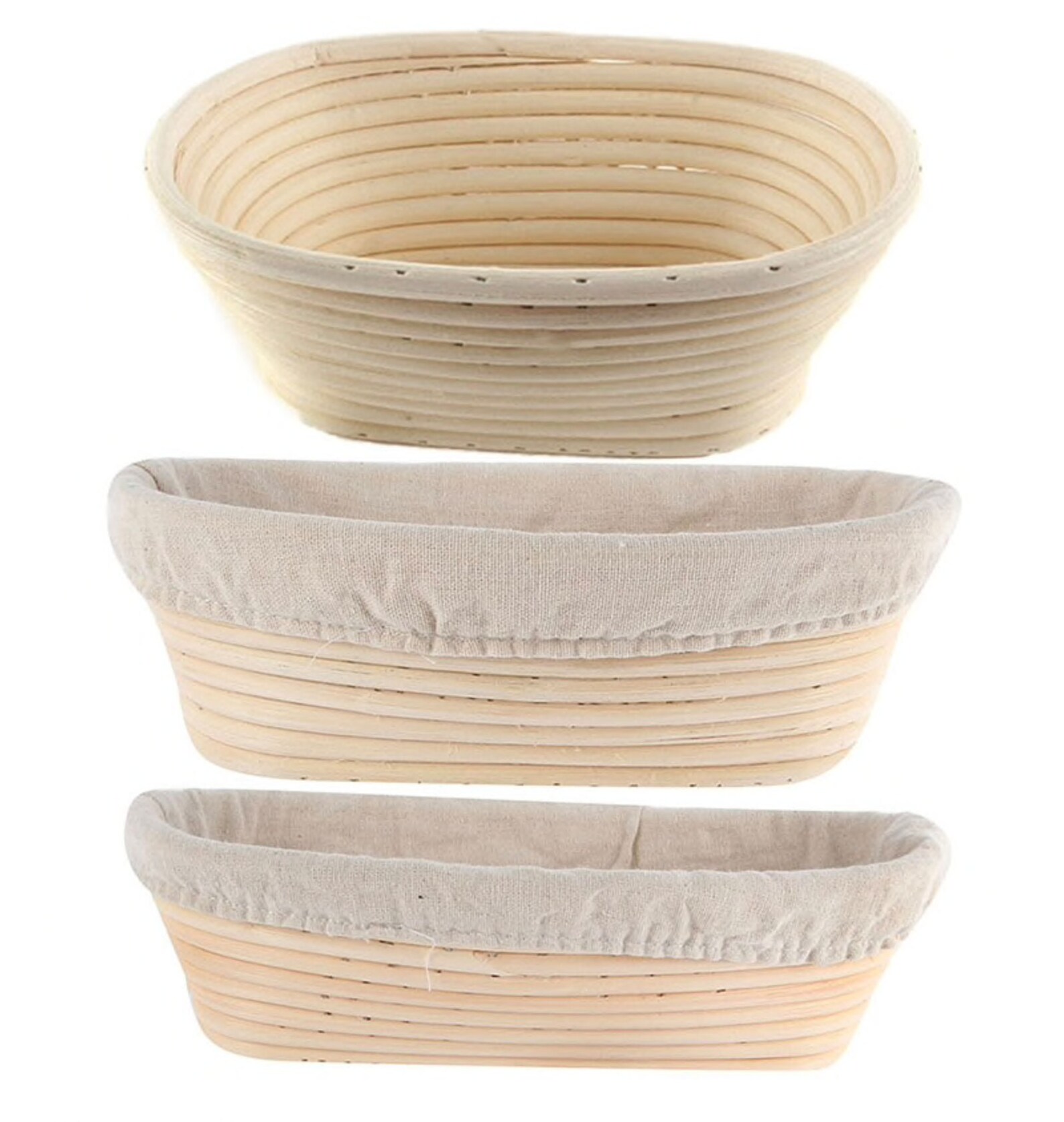Oval Batard Bread Proofing Basket with Linen for Etsy