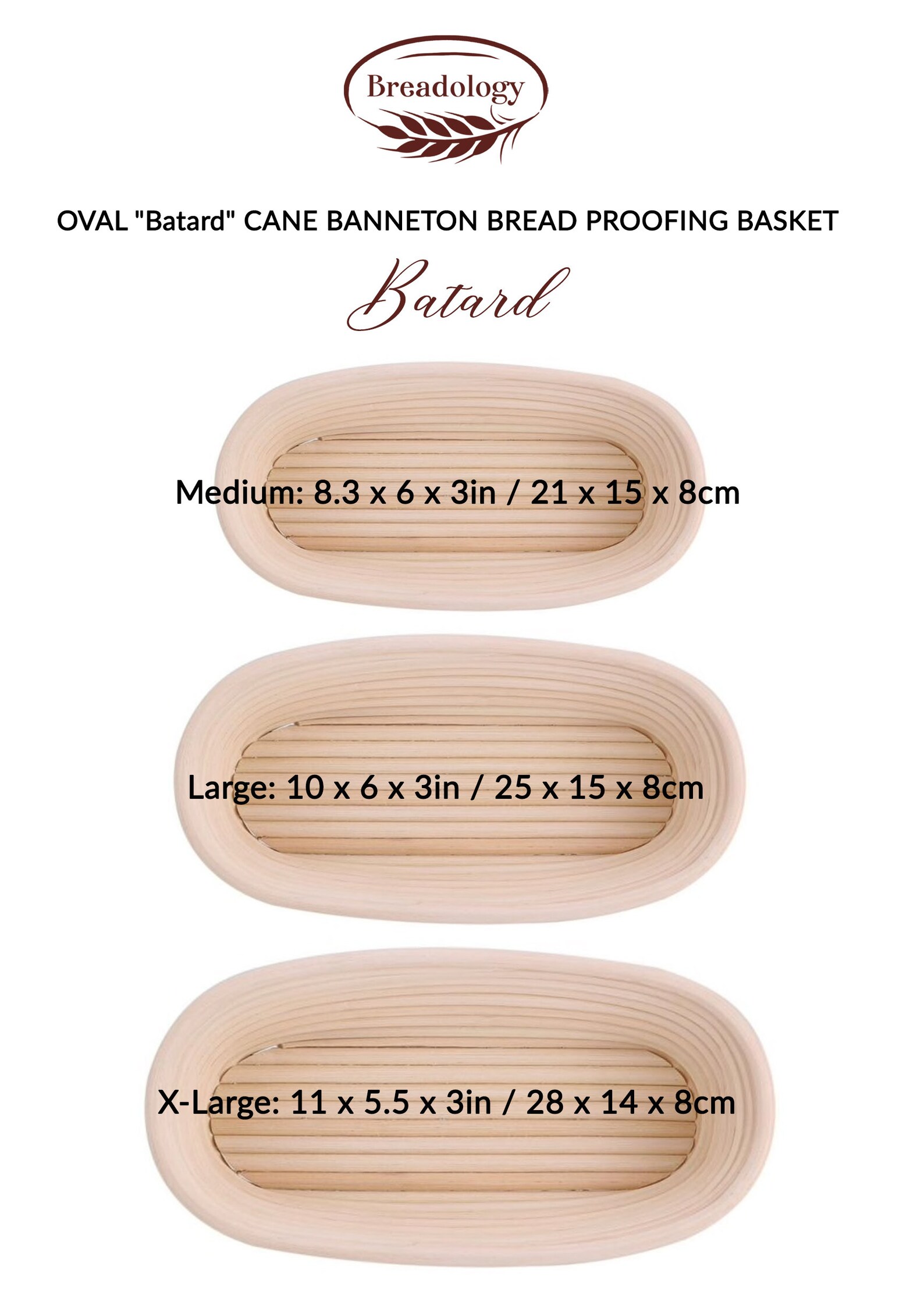 Oval Batard Bread Proofing Basket with Linen for Etsy