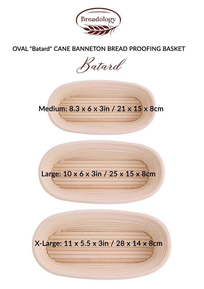 Oval Batard Bread Proofing Basket with Linen for Etsy