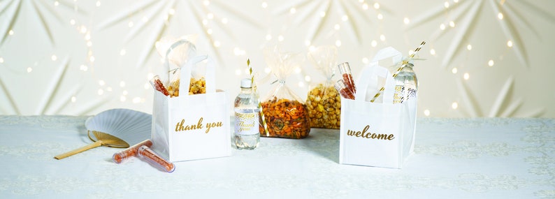 5.5x5.5 Favors Party Supplies 24 Bags Premium Welcome Wedding Tote Bags