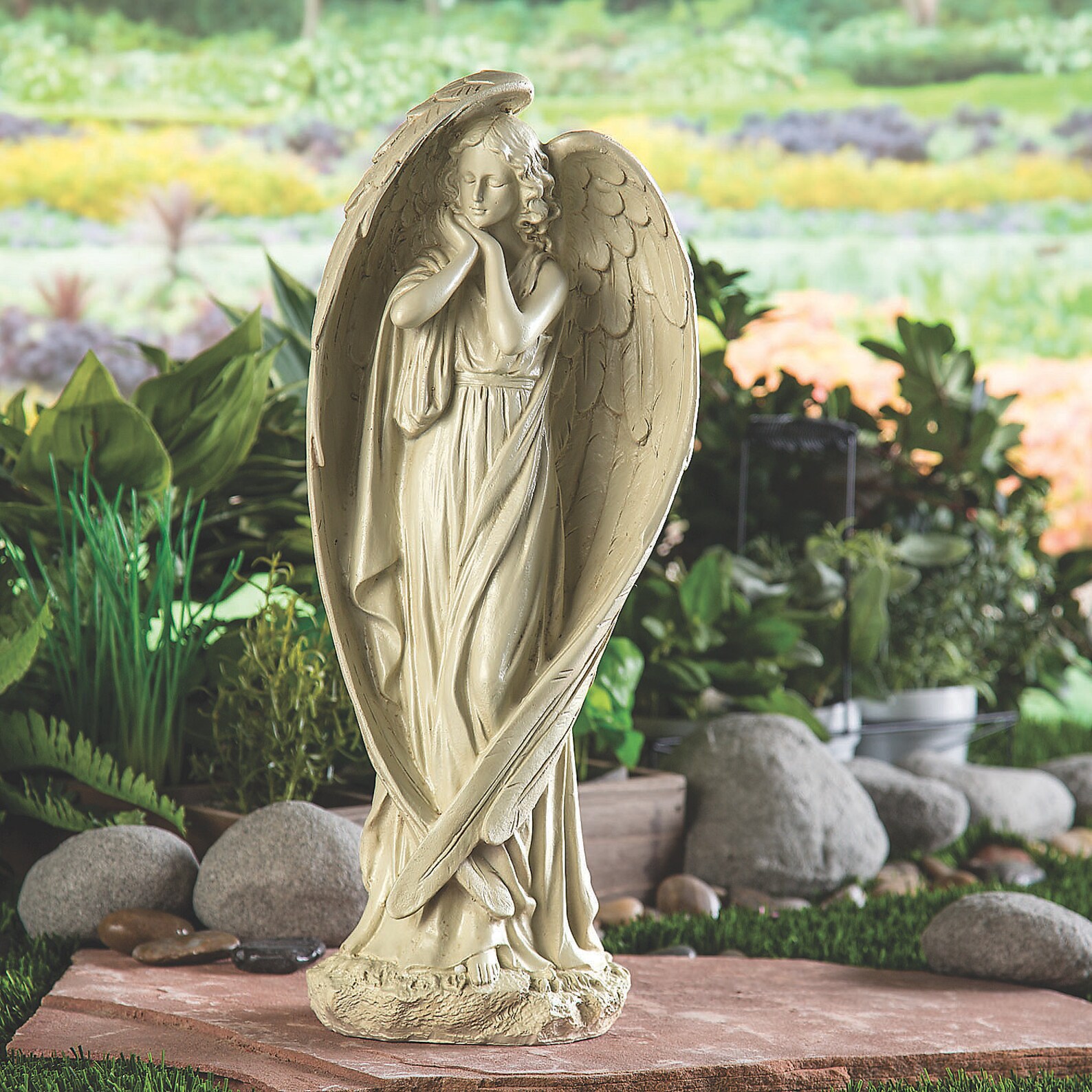Angel Garden Statue Religious Decor Outdoor 1 Piece Resin Etsy