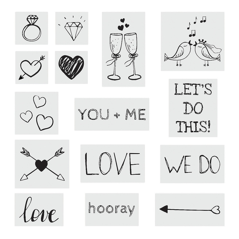 15 Designs 1 12 x 3 12 Valentine/'s Day Wedding Favors Wedding Temporary Tattoo Assortment 120 Pieces