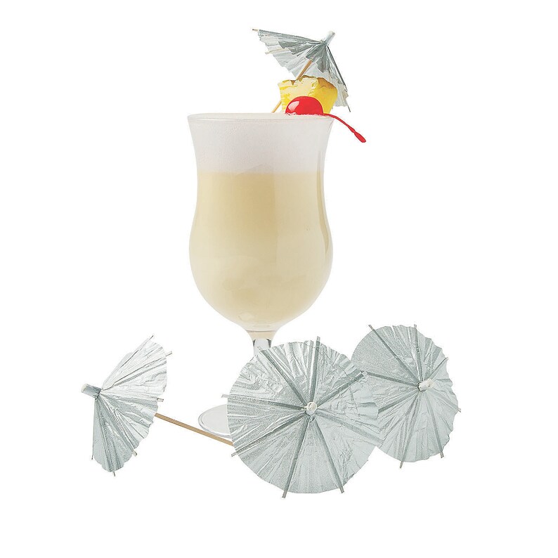 144 Pieces Silver Cocktail Parasols Party Supplies