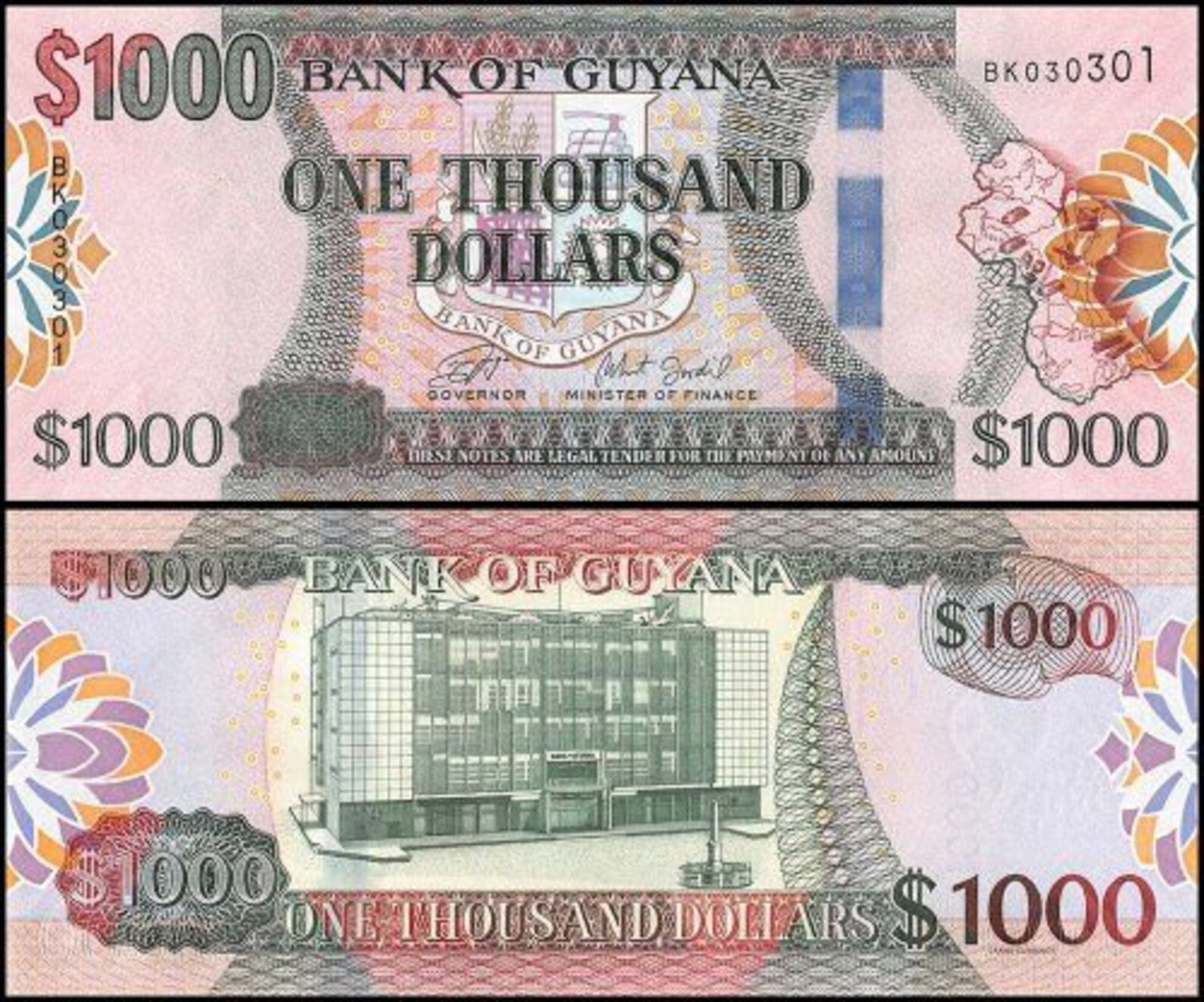 Guyana 1000 dollars Banknote UNC Paper Money Etsy