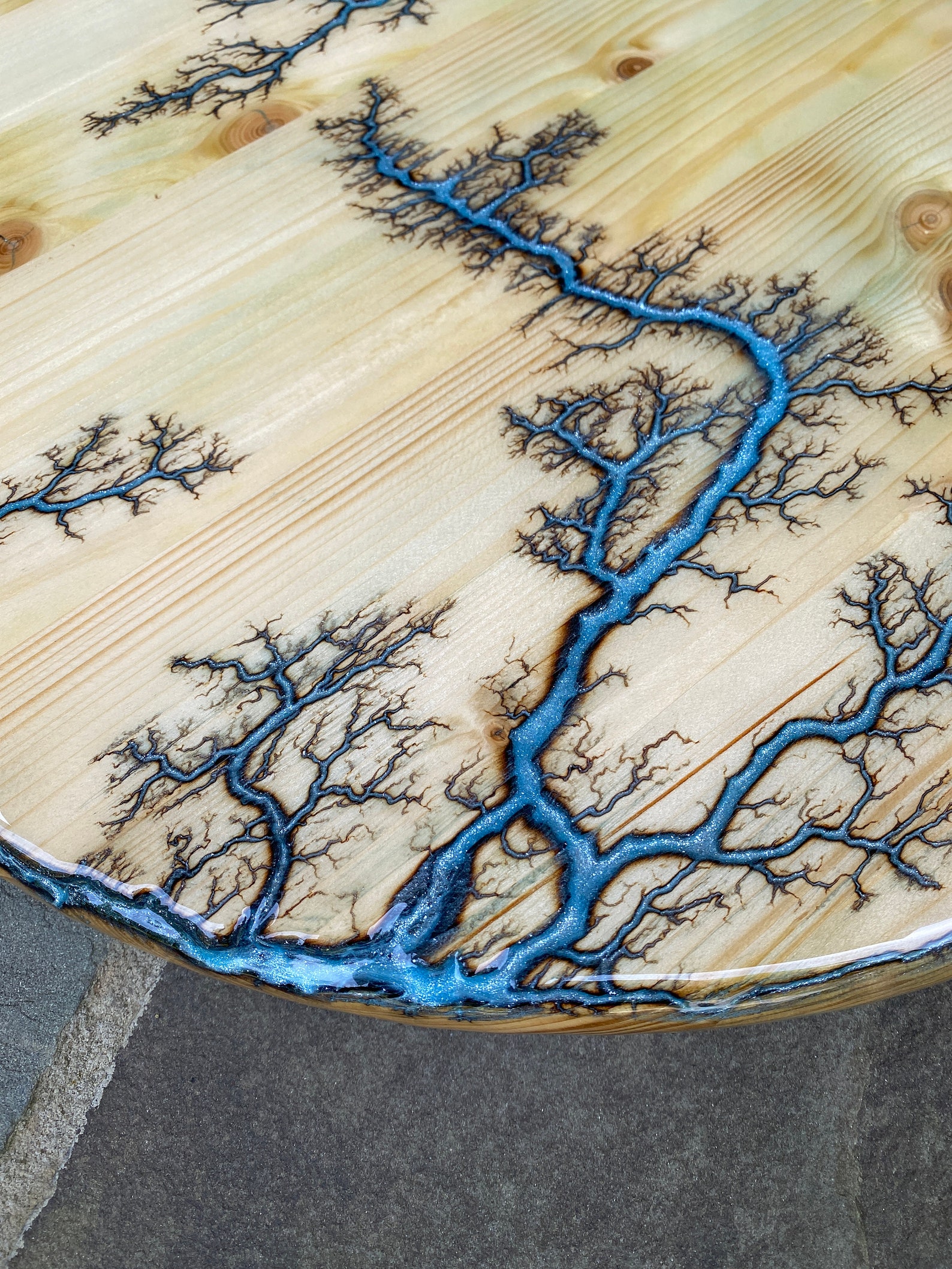 Fraktal faul Susan W/Blau Schimmer Epoxid-Inlay | Etsy