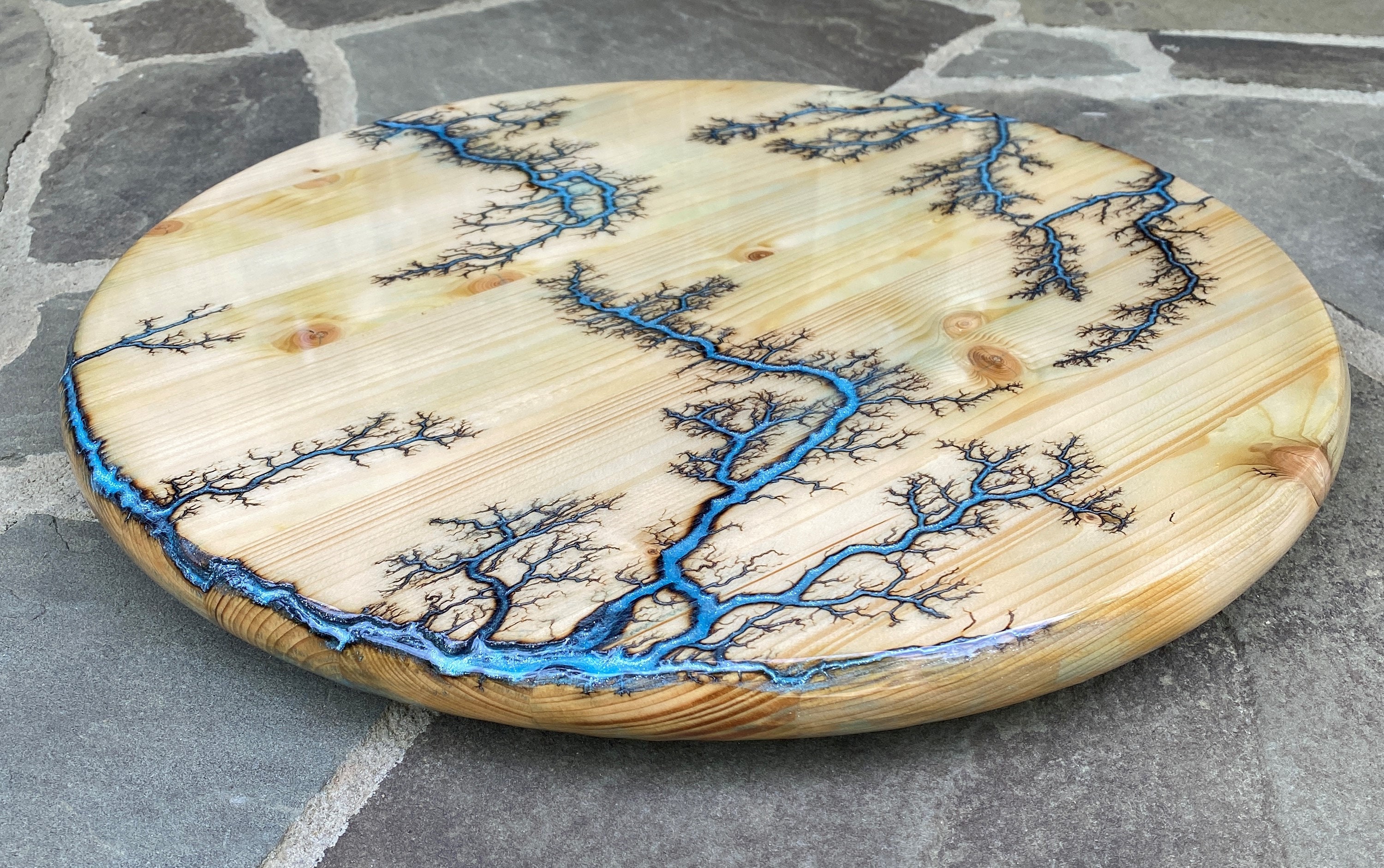 Fraktal faul Susan W/Blau Schimmer Epoxid-Inlay | Etsy