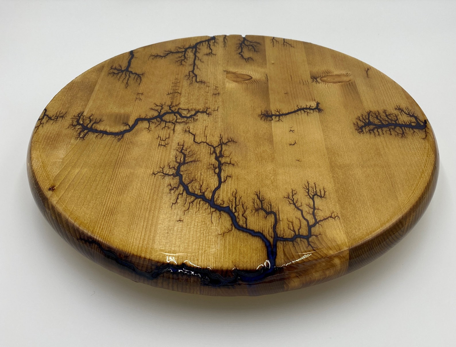 Fractal Lazy Susan W/blue Epoxy Inlay Etsy