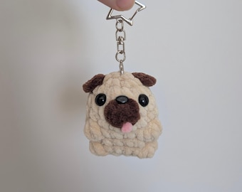 Crochet Pug Small Keyring Bag Charm